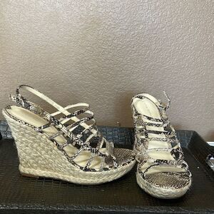 Via Spiga Tandy Python Snake Espadrille high heel Wedge sandal size 7.5